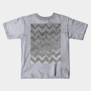 Gray white vintage chevron pattern lines retro distressed Kids T-Shirt